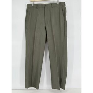 Linea Dome Mens Dress Pants Pinstripe Gray Flat Front Classic Fit Size 38x30